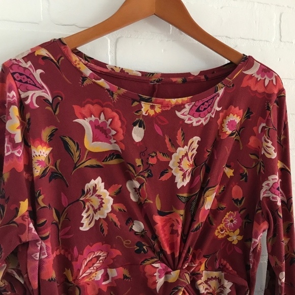 Old Navy Mini dress Paisley Cinnamon Long sleeve Twist Front Maternity XXL - Picture 2 of 6